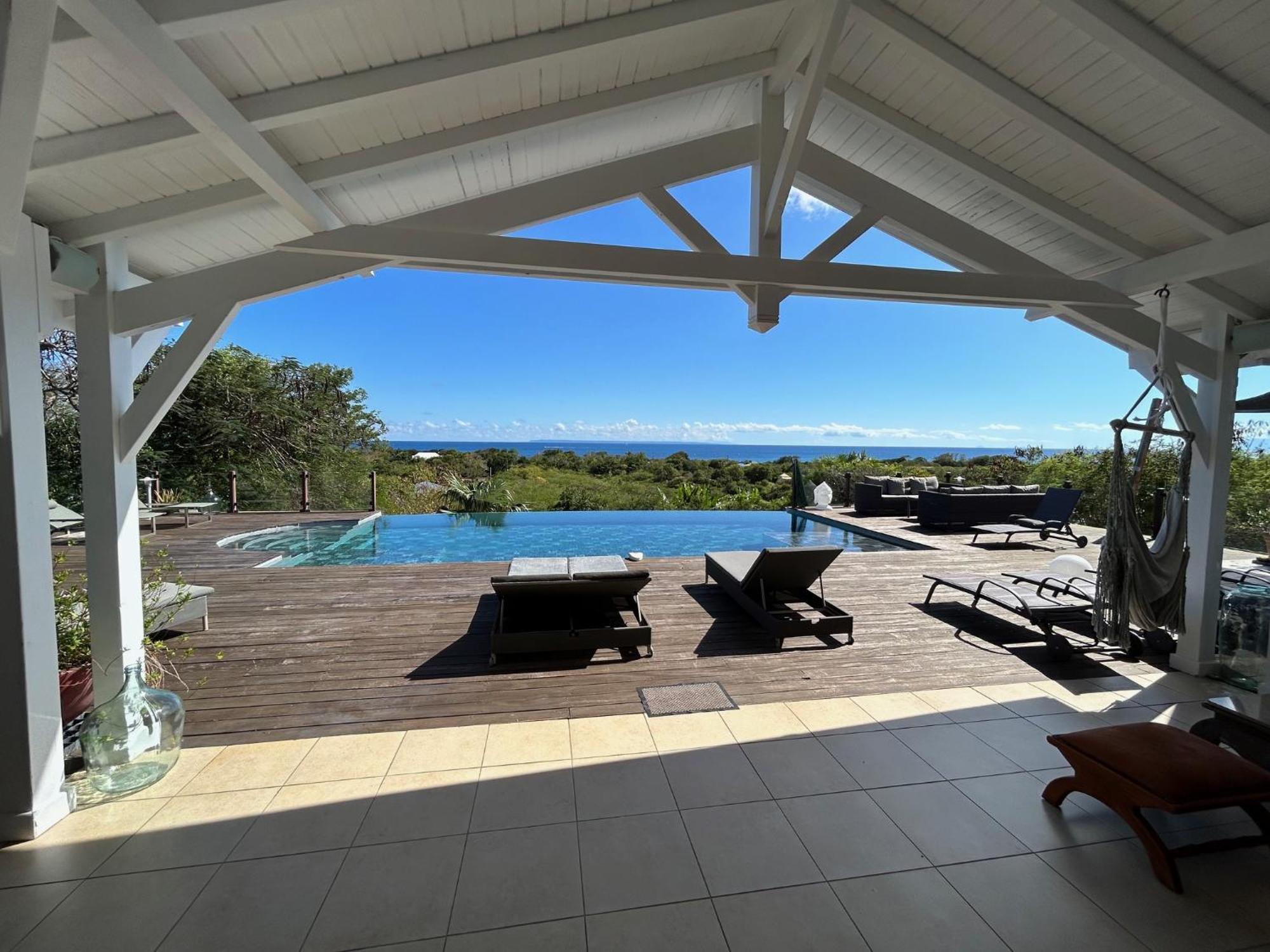 סן-פרנסואה Villa Deluxe L'Hacienda Villa Vue Mer 180 Piscine Jacuzzi Proche Plage Marina Golf Pointe Des Chateaux Et Casino Jardin Clos Voyage Durable מראה חיצוני תמונה