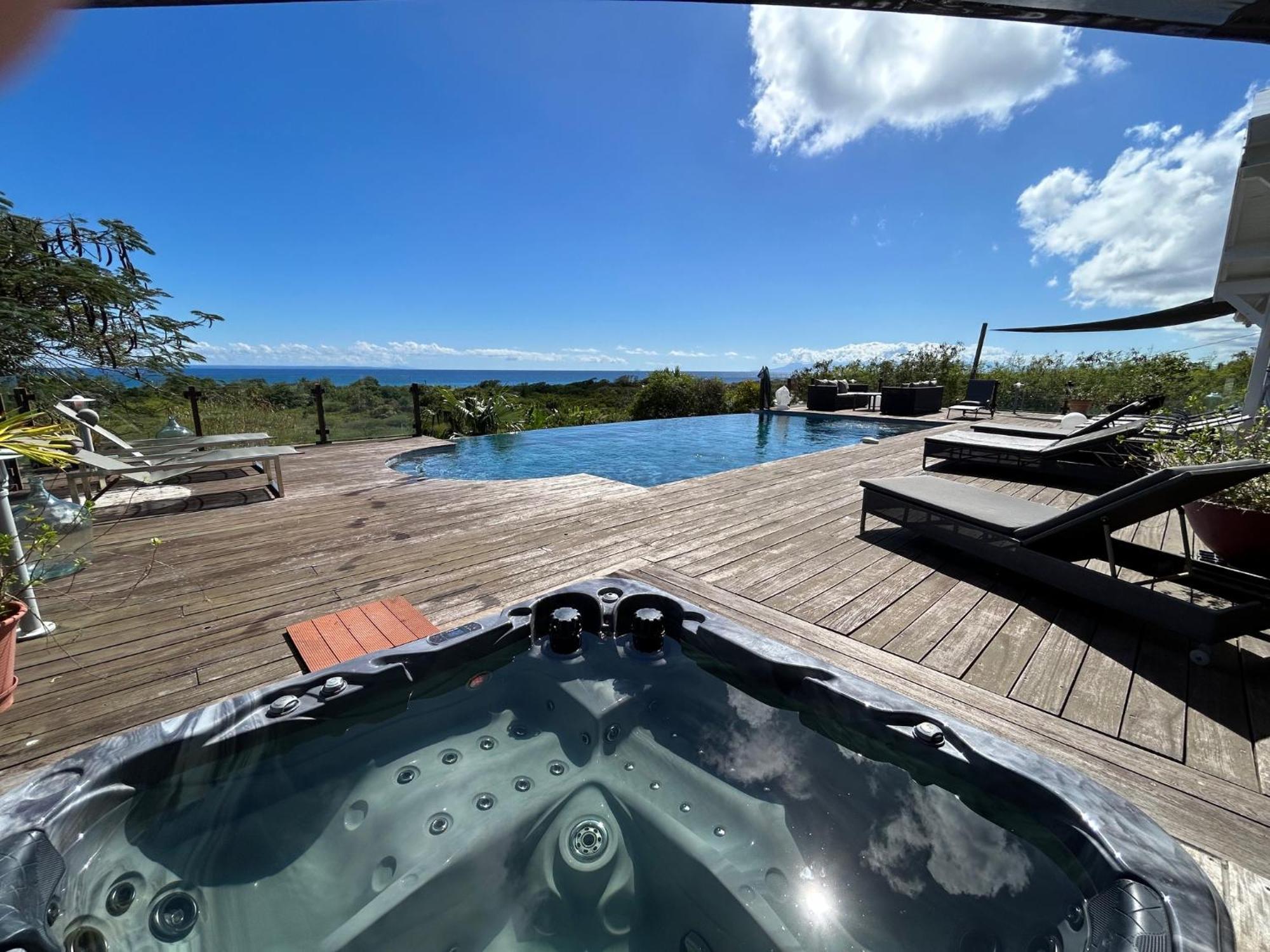 סן-פרנסואה Villa Deluxe L'Hacienda Villa Vue Mer 180 Piscine Jacuzzi Proche Plage Marina Golf Pointe Des Chateaux Et Casino Jardin Clos Voyage Durable מראה חיצוני תמונה